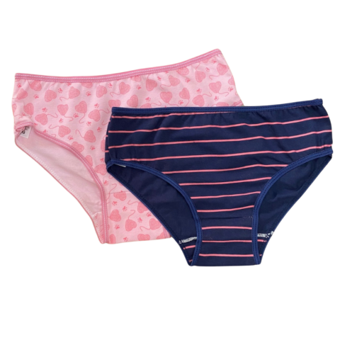 Kit Calcinha Coração Listras - 2 unidades